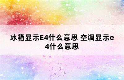 冰箱显示E4什么意思 空调显示e4什么意思